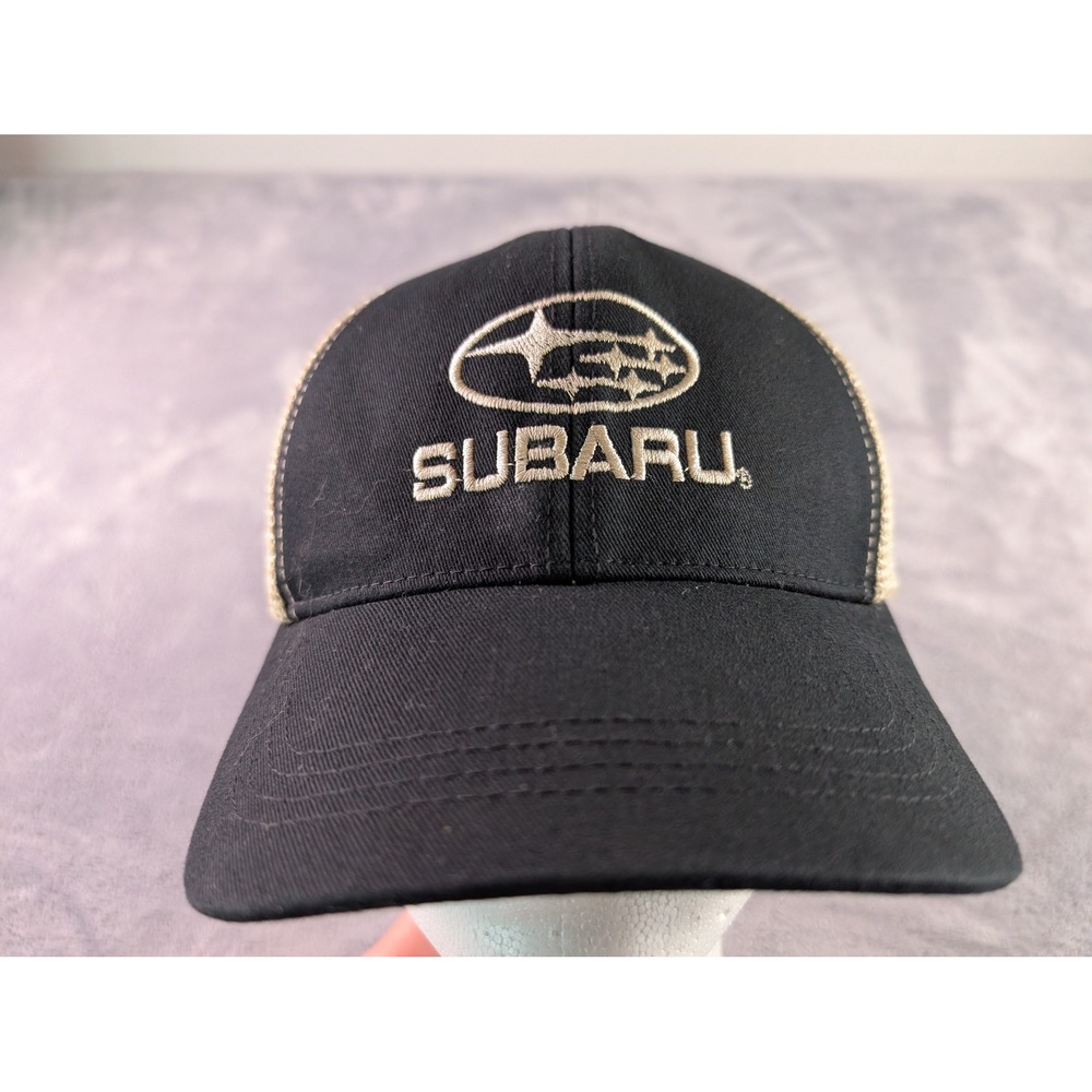 Subaru Adventure Trucker Hat Black Tan Econscious Snapback Mesh Cap RN127319